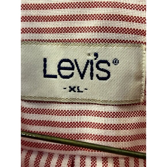 70’s 80’s  Levi’s Button Down Long Sleeved Shirt Sz XL Red Stripes Embr.  Logo - Picture 3 of 7